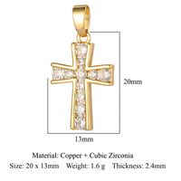 Luxurious Cross Leaves Gem Plating Inlay Zircon Gold Plated Jewelry Accessories sku image 4