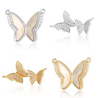 Sweet Simple Style Classic Style Letter Butterfly Copper Plating Inlay Zircon Gold Plated Charms Jewelry Accessories main image 2