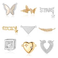 Sweet Simple Style Classic Style Letter Butterfly Copper Plating Inlay Zircon Gold Plated Charms Jewelry Accessories main image 4