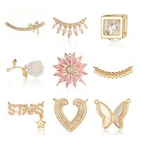 Sucré Style Simple Style Classique Lettre Papillon Le Cuivre Placage Incruster Zircon Plaqué Or Charmes Bijoux Accessoires main image 5