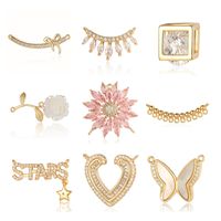 Sweet Simple Style Classic Style Letter Butterfly Copper Plating Inlay Zircon Gold Plated Charms Jewelry Accessories main image 5