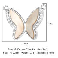 Sweet Simple Style Classic Style Letter Butterfly Copper Plating Inlay Zircon Gold Plated Charms Jewelry Accessories sku image 15