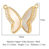 Sweet Simple Style Classic Style Letter Butterfly Copper Plating Inlay Zircon Gold Plated Charms Jewelry Accessories sku image 16
