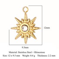 Streetwear Sun Titanium Steel Plating Inlay Rhinestones Zircon 18k Gold Plated Jewelry Accessories sku image 2