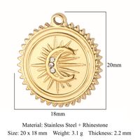 Streetwear Sun Titanium Steel Plating Inlay Rhinestones Zircon 18k Gold Plated Jewelry Accessories sku image 10