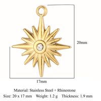Streetwear Sun Titanium Steel Plating Inlay Rhinestones Zircon 18k Gold Plated Jewelry Accessories sku image 5