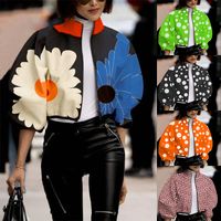 Women's Simple Style Polka Dots Printing Zipper Coat Jacket main image 1