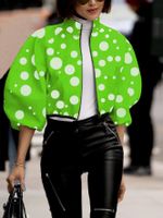 Women's Simple Style Polka Dots Printing Zipper Coat Jacket main image 5
