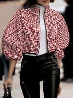 Women's Simple Style Polka Dots Printing Zipper Coat Jacket main image 4