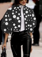 Women's Simple Style Polka Dots Printing Zipper Coat Jacket main image 3