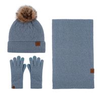 Women's Elegant Solid Color Wool Blend Scarf Hat Gloves 1 Set sku image 10