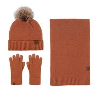 Women's Elegant Solid Color Wool Blend Scarf Hat Gloves 1 Set sku image 12