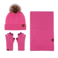 Women's Elegant Solid Color Wool Blend Scarf Hat Gloves 1 Set sku image 11