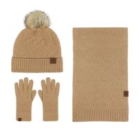 Women's Elegant Solid Color Wool Blend Scarf Hat Gloves 1 Set sku image 9