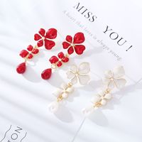 1 Pair Elegant Luxurious Flower Petal Enamel Alloy Drop Earrings main image 1