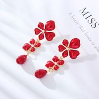 1 Pair Elegant Luxurious Flower Petal Enamel Alloy Drop Earrings main image 5