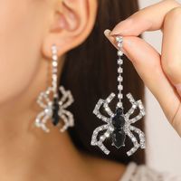 1 Pair Elegant Lady Spider Inlay Alloy Zircon Drop Earrings main image 1