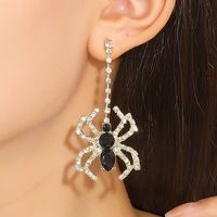1 Pair Elegant Lady Spider Inlay Alloy Zircon Drop Earrings main image 5