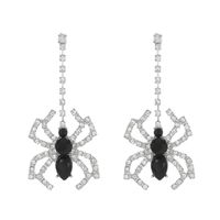 1 Pair Elegant Lady Spider Inlay Alloy Zircon Drop Earrings main image 2