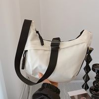 Unisex Canvas Solid Color Basic Dumpling Shape Zipper Shoulder Bag Crossbody Bag main image 2