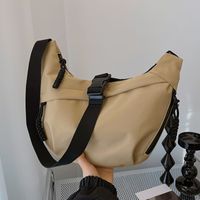 Unisex Canvas Solid Color Basic Dumpling Shape Zipper Shoulder Bag Crossbody Bag main image 3