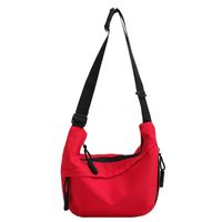 Unisex Canvas Solid Color Basic Dumpling Shape Zipper Shoulder Bag Crossbody Bag sku image 3