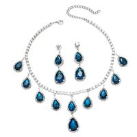 Vintage Style Water Droplets Alloy Plating Inlay Rhinestones Silver Plated Women's Jewelry Set main image 2
