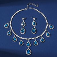 Vintage Style Water Droplets Alloy Plating Inlay Rhinestones Silver Plated Women's Jewelry Set main image 3