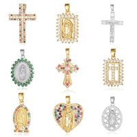 Streetwear Cross Copper Plating Inlay Zircon 18k Gold Plated Charms Jewelry Accessories main image 3