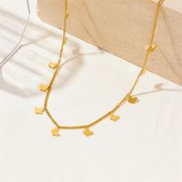 Titanium Steel 18K Gold Plated Elegant Plating Moon Heart Shape Butterfly Zircon Necklace sku image 2