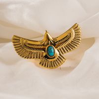 304 Stainless Steel 14K Gold Plated Casual Modern Style Streetwear Plating Inlay Flower Dragonfly Turquoise Zircon Open Rings main image 5