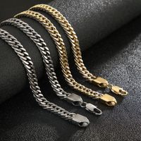 Hip-Hop Simple Style Geometric Solid Color Titanium Steel Plating Chain 18K Gold Plated Men's Jewelry Set main image 3