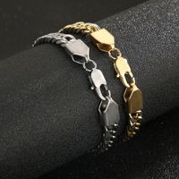 Hip-Hop Simple Style Geometric Solid Color Titanium Steel Plating Chain 18K Gold Plated Men's Jewelry Set main image 4