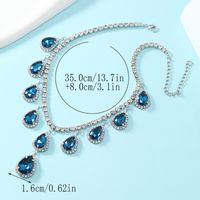 Vintage Style Water Droplets Alloy Plating Inlay Rhinestones Silver Plated Women's Jewelry Set sku image 1