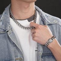 Hip-hop Retro Solid Color Titanium Steel Chain Men's Bracelets Necklace main image 3