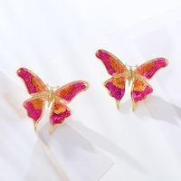 1 Paire Élégant Luxueux Papillon Placage Alliage Plaqué Or Boucles D'oreilles main image 4