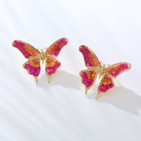 1 Paire Élégant Luxueux Papillon Placage Alliage Plaqué Or Boucles D'oreilles main image 5