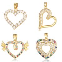 Streetwear Heart Shape Lock Copper Plating Inlay Zircon 18k Gold Plated Charms Jewelry Accessories main image 4