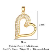 Streetwear Heart Shape Lock Copper Plating Inlay Zircon 18k Gold Plated Charms Jewelry Accessories sku image 14