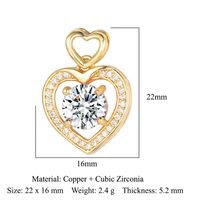 Streetwear Heart Shape Lock Copper Plating Inlay Zircon 18k Gold Plated Charms Jewelry Accessories sku image 7