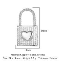 Streetwear Heart Shape Lock Copper Plating Inlay Zircon 18k Gold Plated Charms Jewelry Accessories sku image 15