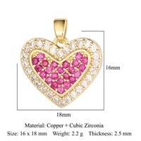 Streetwear Heart Shape Lock Copper Plating Inlay Zircon 18k Gold Plated Charms Jewelry Accessories sku image 22