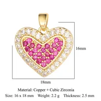 Streetwear Heart Shape Lock Copper Plating Inlay Zircon 18k Gold Plated Charms Jewelry Accessories sku image 22