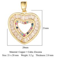 Streetwear Heart Shape Lock Copper Plating Inlay Zircon 18k Gold Plated Charms Jewelry Accessories sku image 26