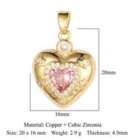 Streetwear Heart Shape Lock Copper Plating Inlay Zircon 18k Gold Plated Charms Jewelry Accessories sku image 12