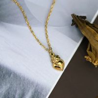 304 Stainless Steel 18K Gold Plated Retro Plating Heart Shape Solid Color None Pendant Necklace sku image 1