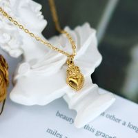 304 Stainless Steel 18K Gold Plated Retro Plating Heart Shape Solid Color None Pendant Necklace main image 1
