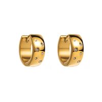 1 Pair Simple Style Solid Color Inlay Stainless Steel Rhinestones Earrings main image 3