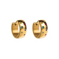 1 Pair Simple Style Solid Color Inlay Stainless Steel Rhinestones Earrings main image 2