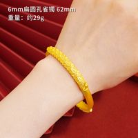1 Piece Retro Solid Color Copper Plating Gold Plated Bangle sku image 58